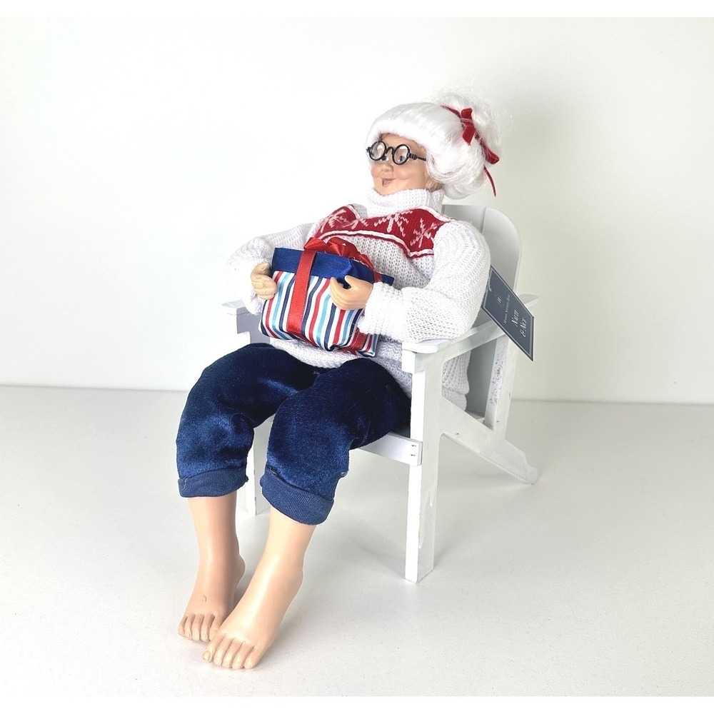 Christmas Nautical‎ Mrs Claus Figurine Adirondack Chair Coastal Tabletop 12"